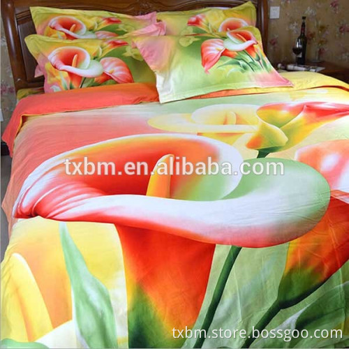2015 fashion reactive printed flower 100% natural cotton 3d bed cover set